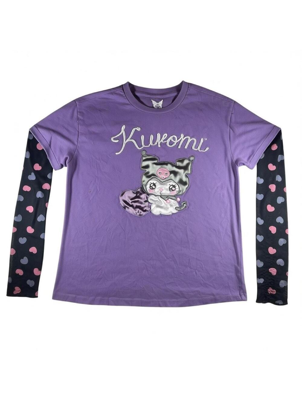 Sanrio Kuromi Purple Layered Mesh Long Sleeve Top